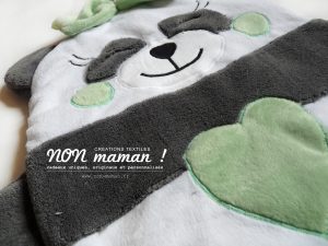 Range pyjama panda gris vert mint