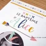faire part bapteme indien Alice corail mint moutarde