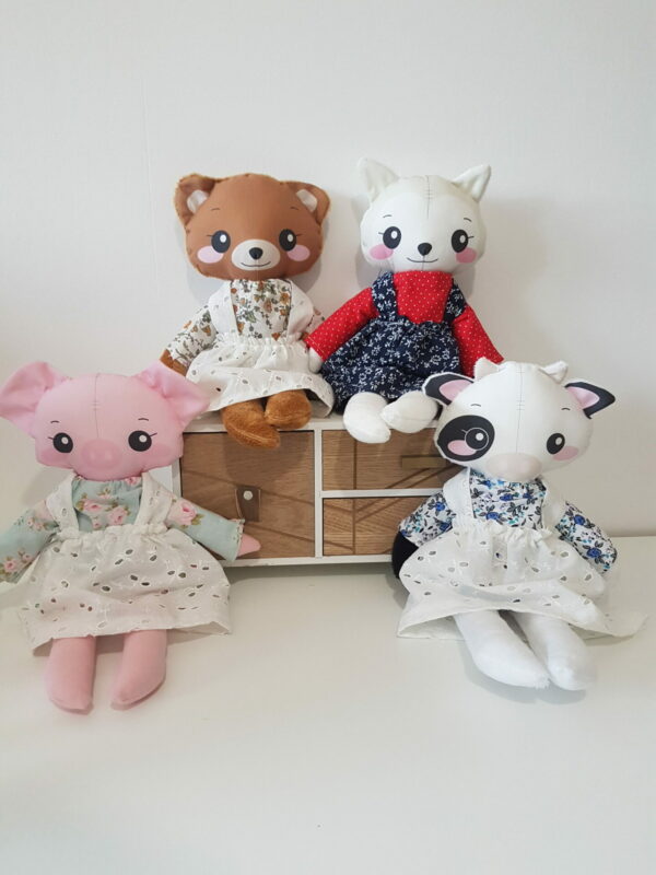 poupées originales animaux en tissus fait main